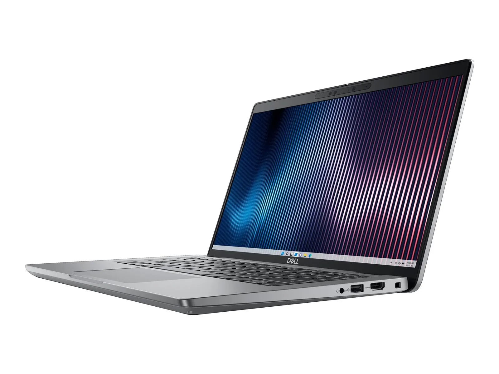 Dell Latitude E5440 Laptop in silber, schräg von vorne rechts fotografiert mit geöffnetem Display