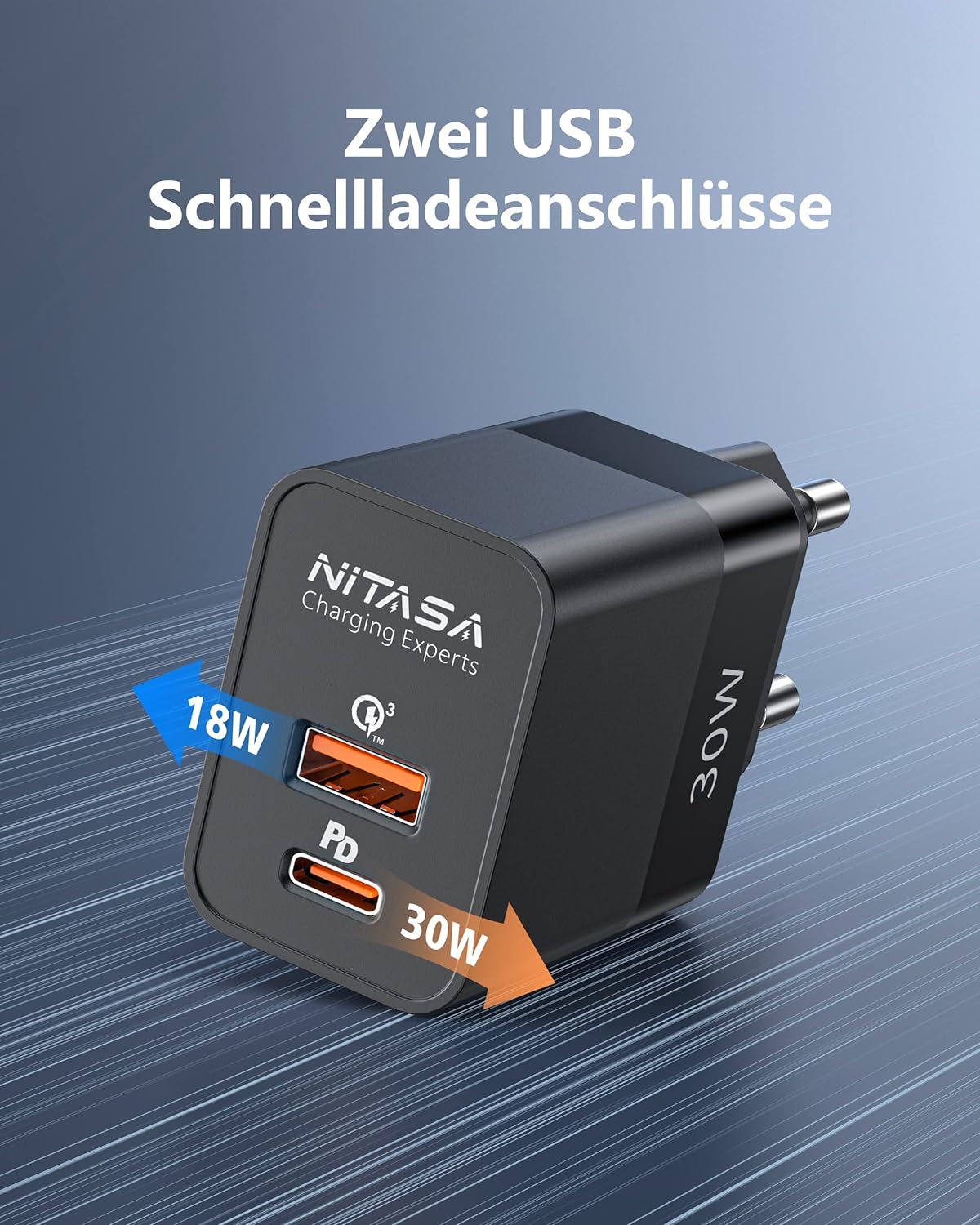 Universal USB-C Ladegerät 30W | 2 Port Netzteil für Apple und Samsung